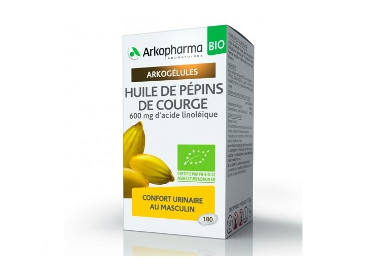 ArkoPharma ArkoGélules - Huile de Pépins de Courge - Confort Urinaire  Masculin - BIO 180 capsules - Paraphamadirect