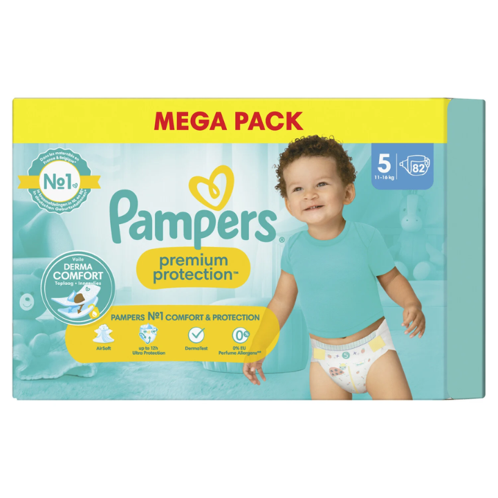 Pampers Premium Protection Taille 5 (11-16kg) Mega Pack 82 Couches -  Paraphamadirect