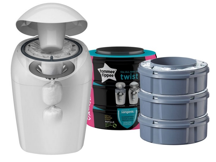 Tommee Tippee Sangenic Tec Poubelle à Couches Révolutionnaire + 3