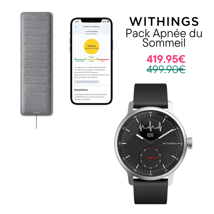 Withings PACK APNEE DU SOMMEIL Sleep Analyser ScanWatch 2 Black