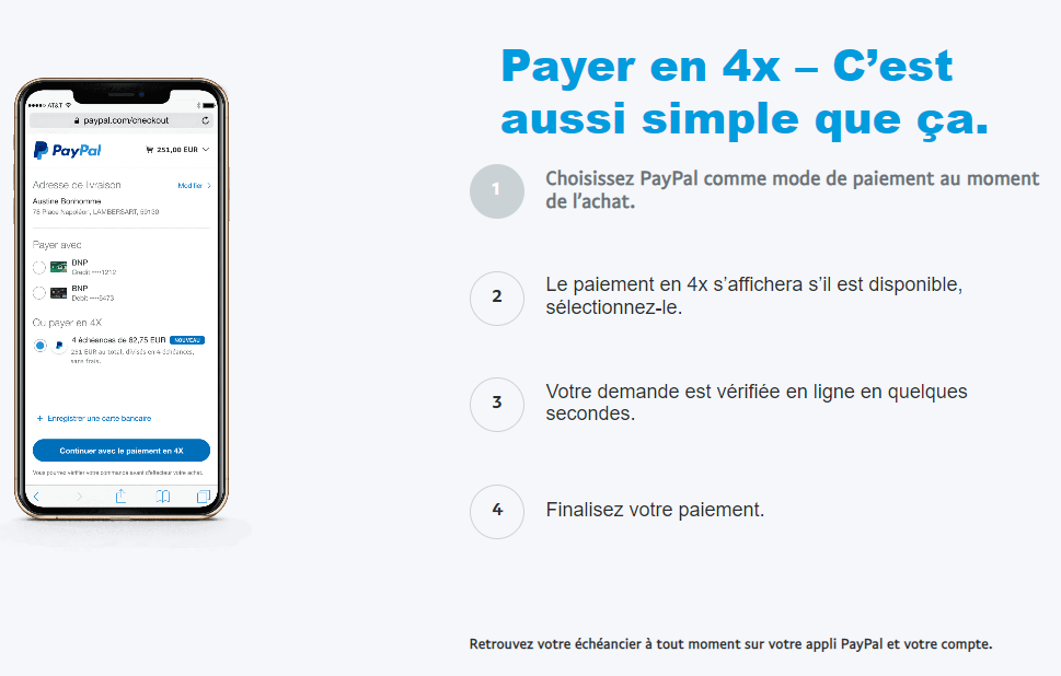 PAYEZ EN 4x Sans frais grâce à PAYPAL