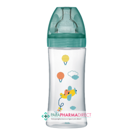 Biberons Dodie Biberon Anti-Colique Tétine Plate - +6 Mois - Débit 3 - "Avion" - 330mL