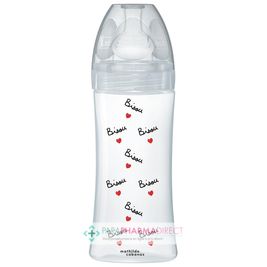 Biberons Dodie Biberon Anti-Colique Tétine Plate - +6 Mois - Débit 3 - "Bisou" - Collection Mathilde Cabanas - 330mL