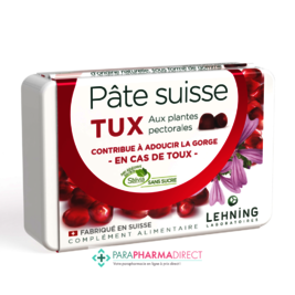 Confiseries Lehning Pâte Suisse TUX aux Plantes Pectorales - Toux 40 gommes