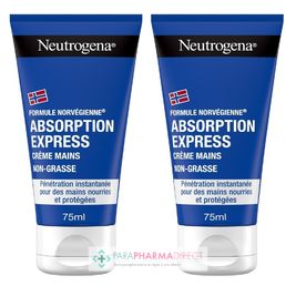 Crevasses Neutrogena Absorption Express - Crème Mains - LOT de 2x75ml Crevasses Neutrogena Absorption Express - Crème Mains - LOT de 2x75ml