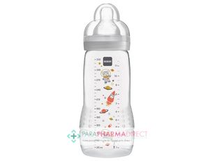 Biberons MAM Biberon Easy Active 6 mois+ Débit X "Espace" - Gris 330 ml