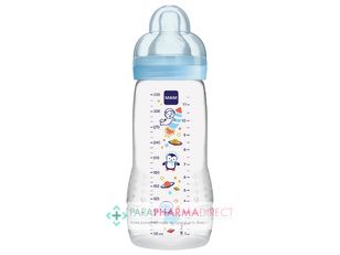 Biberons MAM Biberon Easy Active 6 mois+ Débit X "Espace" - Bleu 330 ml