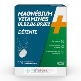 Stress Vitavea Magnésium, Vitamines B1, B2, B6, B9, B12 - Détente - 24 Comprimés Effervescents