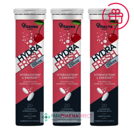Séniors Vitavea Hydra Fresh - Hydratation & Énergie - Saveur Cerise - LOT de 3x20 comprimés effervescents (2+1 OFFERT)