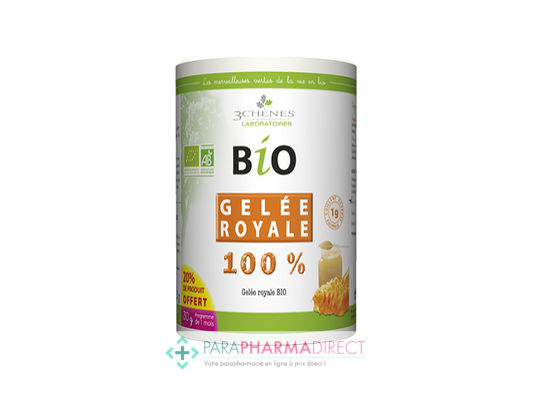 Nutrition / Sport 3 Chênes BIO Gelée Royale 100% 30g : Forme / Fatigue pour Compléments Alimentaires