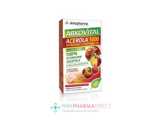 Nutrition / Sport ArkoPharma ArkoVital Acerola 1000 Vitamine C Naturelle Goût Fruits Rouges 30 comprimés à croquer : Forme / Fatigue pour Compléments Alimentaires