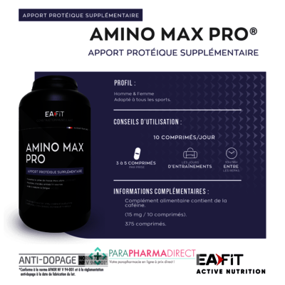 Nutrition / Sport Eafit Amino Max Pro - Apport Protéique Supplémentaire 375 Comprimés