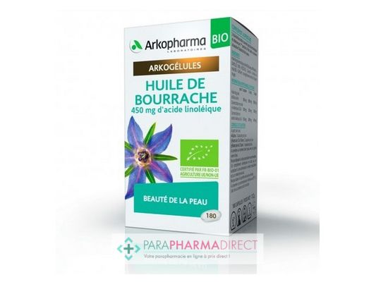 Nutrition / Sport ArkoPharma ArkoGélules - Huile de Bourrache - Beauté de la Peau - BIO 180 capsules : Peau pour Compléments Alimentaires