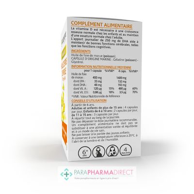 Nutrition / Sport ArkoPharma ArkoGélules - Huile de Foie de Morue - Source de Vitamines A et D - 220 capsules