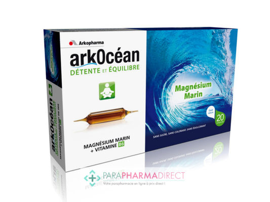 Nutrition / Sport ArkoPharma ArkOcean Nervosité & Fatigue Magnésium Marin + Vit B6 Goût Caramel 20 ampoules