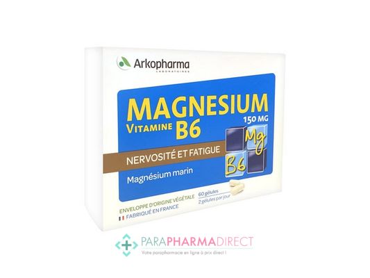 Nutrition / Sport ArkoPharma Magnésium 150mg Vitamine B6 60 gélules : Forme / Fatigue pour Compléments Alimentaires