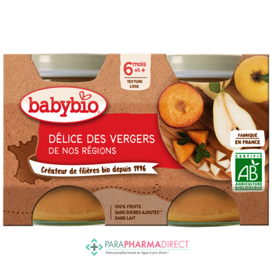 Bébé / Grossesse Babybio Petits Pots Fruits - 6 mois et + - Délice des Vergers - BIO 2x130g