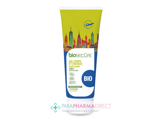 Corps / Beauté Bio Secûre Gel Corps & Cheveux - Sans Savon - 2en1 - Au Lait de Coton - BIO - 100 ml Format Voyage