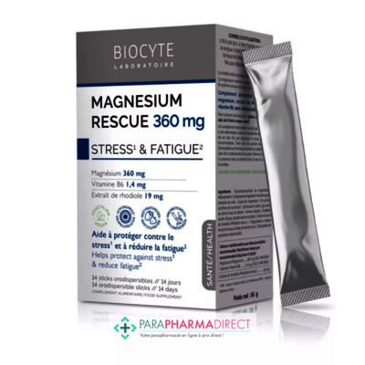 Nutrition / Sport Biocyte Magnesium Rescue 360mg - Stress & Fatigue 14 sticks : Forme / Fatigue pour Compléments Alimentaires