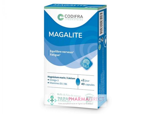 Nutrition / Sport Codifra Magalite Fatigue & Nervosité 40 capsules : Forme / Fatigue pour Compléments Alimentaires