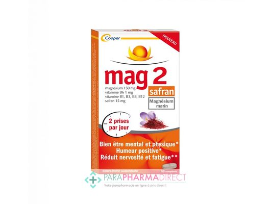 Nutrition / Sport Cooper Mag 2 Safran Magnésium Marin 30 comprimés : Forme / Fatigue pour Compléments Alimentaires
