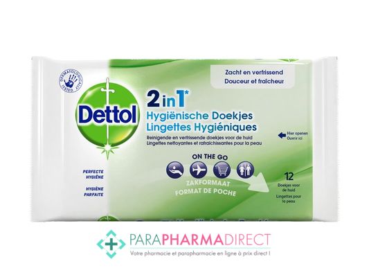 High-Tech / Autres Dettol Lingettes Hygiéniques 2en1 Nettoyantes & Rafraîchissantes x12