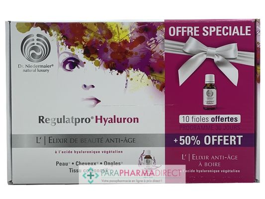 Nutrition / Sport Dr. Niedermaier Regulatpro Hyaluron Elixir de Beauté Anti-Âge 20x20ml +10x20ml OFFERT : Peau pour Compléments Alimentaires