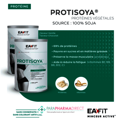 Nutrition / Sport Eafit Protisoya Protéines Végétales - Source : 100% Soja Saveur Chocolat 320 g
