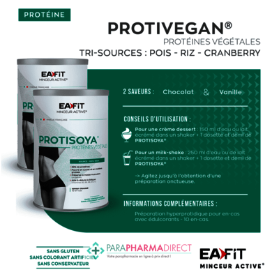 Nutrition / Sport Eafit Protisoya Protéines Végétales - Source : 100% Soja Saveur Chocolat 320 g