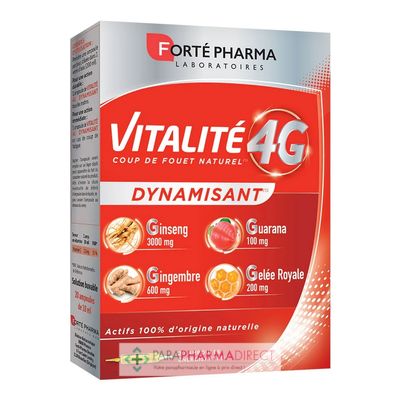 Nutrition / Sport Forté Pharma Vitalité 4G Dynamisant 20 Ampoules de 10ml : Forme / Fatigue pour Compléments Alimentaires