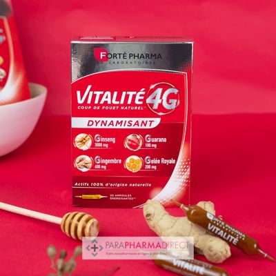 Nutrition / Sport Forté Pharma Vitalité 4G Dynamisant 20 Ampoules de 10ml : Forme / Fatigue pour Compléments Alimentaires
