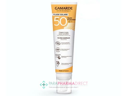 Corps / Beauté Gamarde - Fluide Solaire SPF50 - Visages & Corps, Peaux Délicates - BIO 100 ml