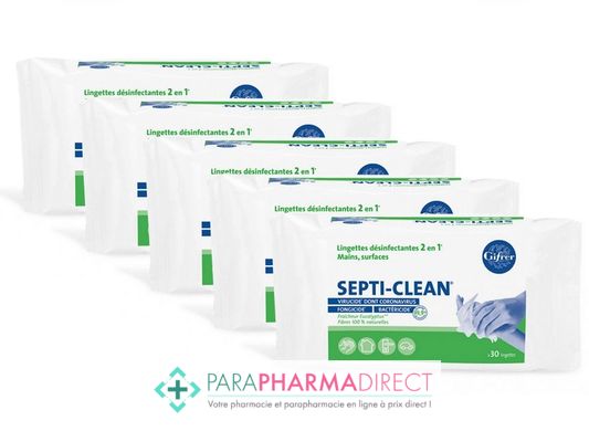 Corps / Beauté Gifrer Septi-Clean Lingettes anti-coronavirus Mains & Surface 5x30 Lingettes
