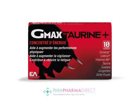Nutrition / Sport EA Pharma Gmax Taurine+ 30 Ampoules : Forme / Fatigue pour Compléments Alimentaires