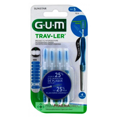 Hygiène / Bien-Être Gum Trav-Ler - 1.6mm - 4 Brossettes Interdentaires (bleu)