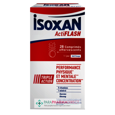 Nutrition / Sport ISOXAN ActiFLASH Goût Orange 28 Comprimés Effervescents : Forme / Fatigue pour Compléments Alimentaires