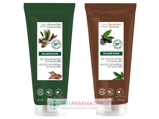 Corps / Beauté Klorane Cupuaçu Gel Douche Nutritif Ecorce de Cèdre + Gel Douche Nutritif Fève de Tonka 2x200ml