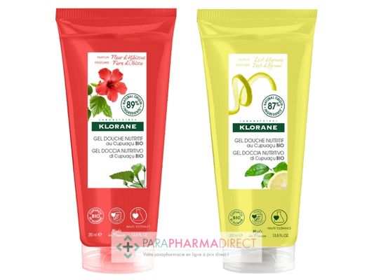 Corps / Beauté Klorane Cupuaçu Gel Douche Nutritif Fleur d'Hibiscus + Gel Douche Nutritif Zeste d'Agrumes 2x200ml