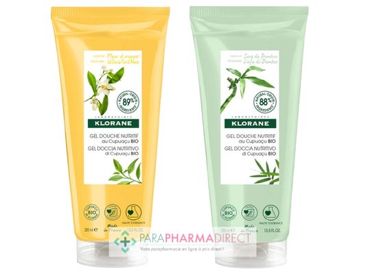 Corps / Beauté Klorane Cupuaçu Gel Douche Nutritif Fleur d'Oranger + Gel Douche Nutritif Sève de Bambou 2x200ml