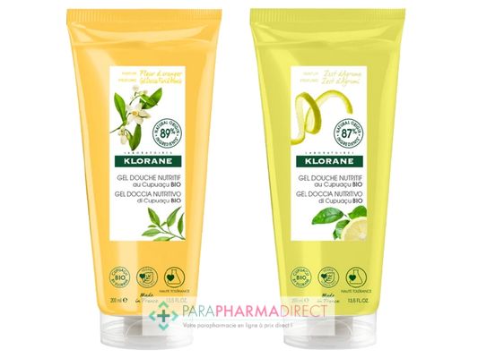 Corps / Beauté Klorane Cupuaçu Gel Douche Nutritif Fleur d'Oranger + Gel Douche Nutritif Zeste d'Agrumes 2x200ml