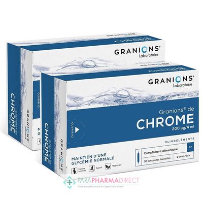 Nutrition / Sport Granions Chrome - Maintien d'une Glycémie Normale 2x30 Ampoules