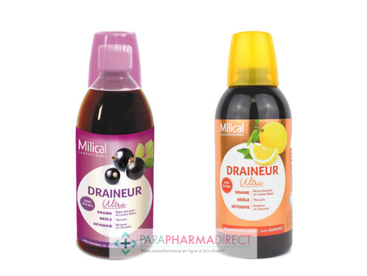Nutrition / Sport Milical Draineur Minceur Ultra Goût Agrumes + Goût Cassis 2x500ml