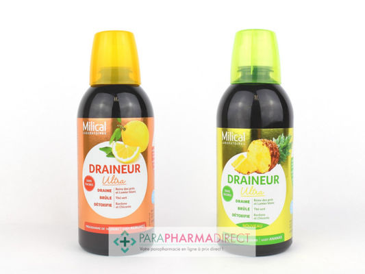 Nutrition / Sport Milical Draineur Minceur Ultra Goût Agrumes + Goût Ananas 2x500ml