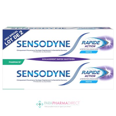 Hygiène / Bien-Être Sensodyne Rapide Action & Protection Longue Durée - Dentifrice - LOT de 2x75ml