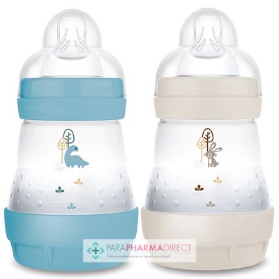 Bébé / Grossesse MAM Biberon Easy Start Anti-Colique 0 mois+ - Débit Lent - Océan "Dinosaure" + Sable "Lapin" 2x160ml