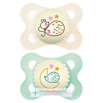 Bébé / Grossesse MAM Original Nuit - Duo Sucette Silicone "Animaux" 2-6 mois