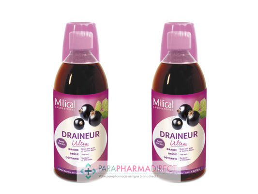 Nutrition / Sport Milical Draineur Minceur Ultra Goût Cassis 2x500ml