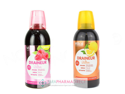 Nutrition / Sport Milical Draineur Minceur Ultra Goût Agrumes + Goût Framboise2x500ml