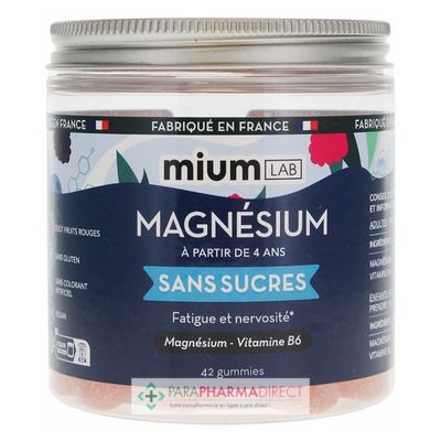 Nutrition / Sport Mium Lab Magnésium - Gummies Sans Sucres Goût Fruits Rouges - 42 gummies : Forme / Fatigue pour Compléments Alimentaires