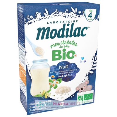 Bébé / Grossesse Modilac Mes Céréales du Soir BIO - Dès 4 mois - Nuit - 250 g